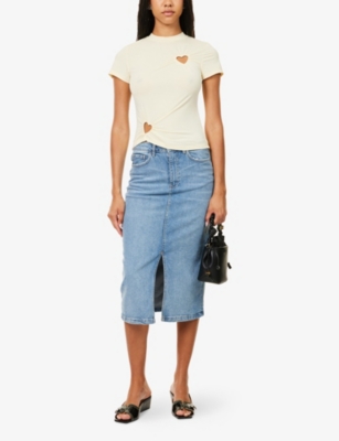 AMY LYNN: Heart Cut-Out Woven Top