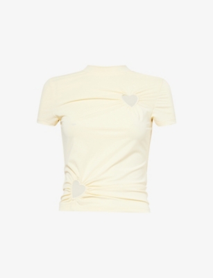 AMY LYNN: Heart Cut-Out Woven Top