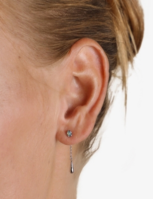 Astrid & Miyu Womens Rhodiumplatedsilver Opal Charm Rhodium-plated Sterling-silver And Nano-gem Drop Earrings In Silver