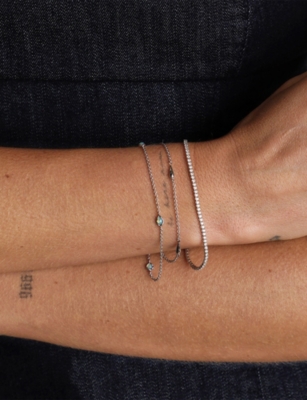 ASTRID & MIYU: Opal Charm Rhodium-Plated Sterling-Silver and Nano-Gem Double Bracelet