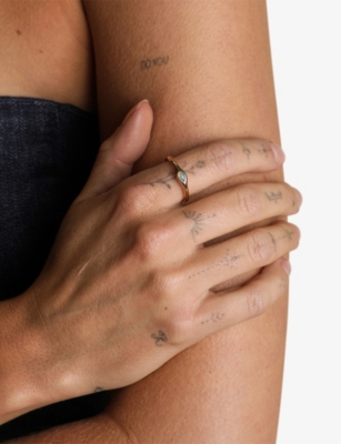 Astrid & Miyu Womens 18ctgoldplatedsilver Opal Pear 18ct Yellow Gold-plated Sterling-silver And Nano-gem Cocktail  In Gold