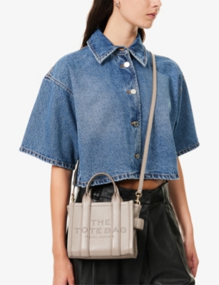 Marc Jacobs Womens Cement The Mini Leather Crossbody Tote Bag In Gray