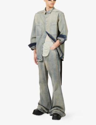 Rick Owens Drkshdw Mens Mineral Pearl Jumbo Oversized Denim Shirt In Multi