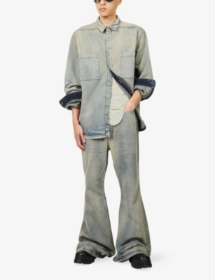 Rick Owens Drkshdw Mens Mineral Pearl Bolan Flared-cut Denim Jeans In Gray