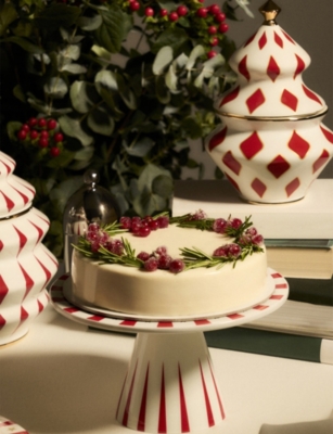 Alessi White And Red Delight Porcelain Cake Stand In Multi