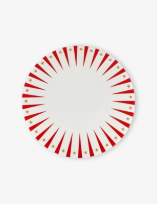 Alessi White And Red Delight Panettone Porcelain Serving Plat In Multi