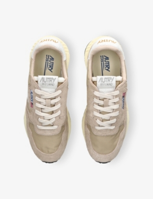 Autry Mens Beige Reelwind Low Runner Leather And Nylon Trainers Eur 44 / 10 Uk In Multi
