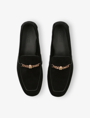 Versace Mens Black Medusa Suede Loafers Eur 42.5 / 8.5 Uk In Black