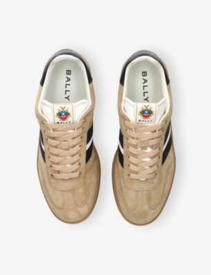 Bally Retro Stripe-detail Suede Sneakers In Brown