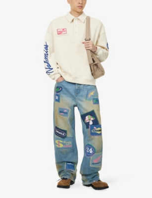 NAHMIAS: Patch Straight-Leg Denim Jeans