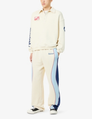 Nahmias Mens Ivory Knitwear Ollie Embroidered-logo Cotton-jersey Tracksuit Bottoms In White