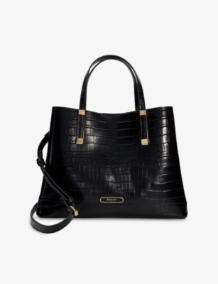 Dune Womens Black Synthetic Croc Rec Dorry Large Croc-effect Faux-leather Tote Bag In Black