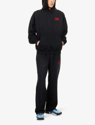Billionaire Boys Club Mens Washed Black Oversized Embroidered-logo Cotton Hoody In Black