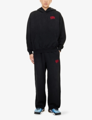 Billionaire Boys Club Mens Washed Black Over Arch Logo-print Cotton-jersey Joggers Xl In Black