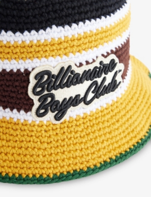 BILLIONAIRE BOYS CLUB: Logo-Patch Striped Cotton-Crochet Bucket Hat