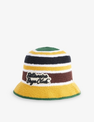 BILLIONAIRE BOYS CLUB: Logo-Patch Striped Cotton-Crochet Bucket Hat