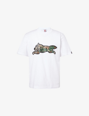 Icecream Mens White Woodland Running Dog Cotton-jersey T-shirt In White