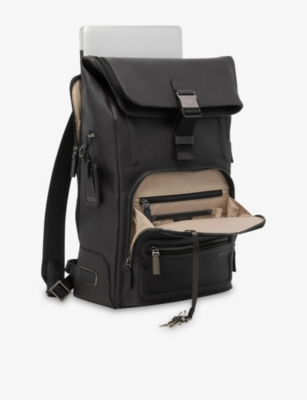 Tumi Womens Espresso Brown Bombe Osborn Roll Top Leather Backpack In Black