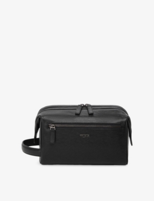 Tumi Black Embossed Framed Leather Travel Kit In Black