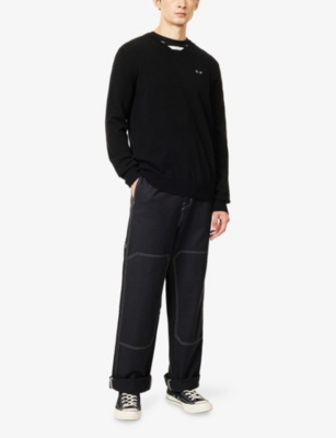 COMME DES GARCONS PLAY: Logo-Patch Long-Sleeve Wool Sweater