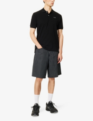 Comme Des Garçons Play Mens Logo-patch Short-sleeve Cotton Polo Shirt Black In Black
