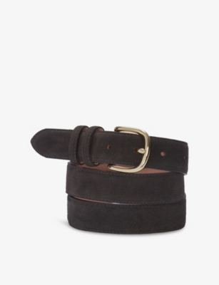The White Company S Chocolate Stitch Suede Buckle Belt In Brown