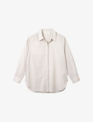 The White Company: Striped Oversized-Fit Cotton Shirt