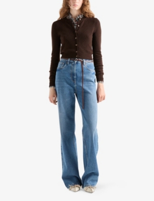 Prada Womens Blue Straight-leg Denim Jeans In Blue