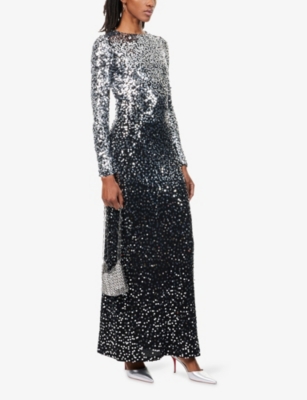 Rabanne Womens Black Sequin Second-skin Jersey Maxi Dress In Black