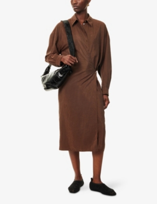 LEMAIRE: Twisted Long-Sleeves Silk-Blend Midi Dress