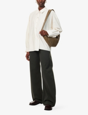 Lemaire Womens Twisted Long-sleeves Cotton And Silk Shirt Light Cream In Neutral