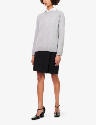Lemaire Womens Black Wrapover Brushed Wool-blend Mini Skirt In Black