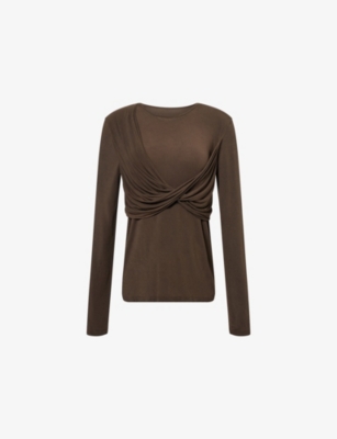 Uma Wang Omens  Twist Long-sleeves Stretch-woven Top In Yellow