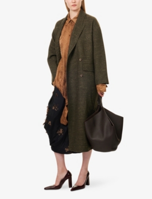 Uma Wang Omens Dark Grey Cicero Brushed Cashmere-blend Coat In Green