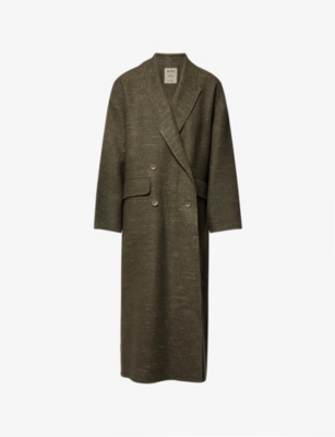 Uma Wang Omens Dark Grey Cicero Brushed Cashmere-blend Coat In Green