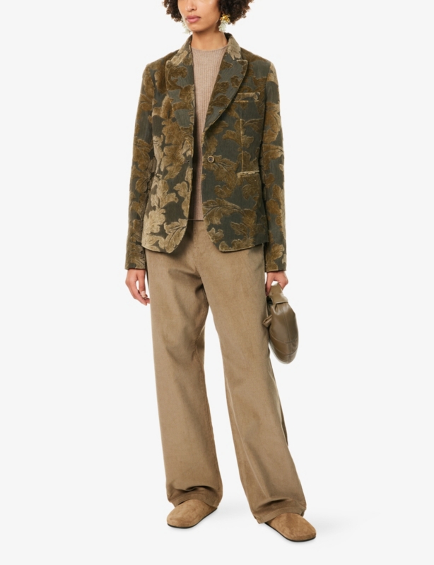 Karon Peak-Lapels Cotton-Blend Jacket