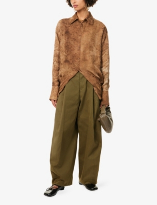 Uma Wang Omens Mustard Tubby Relaxed-fit Woven Top In Brown