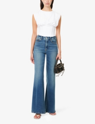 Good American Womens Indigo986 High-rise Palazzo Cotton-blend Denim In Black