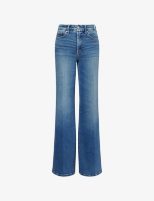 GOOD AMERICAN: High-Rise Palazzo Cotton-Blend Denim