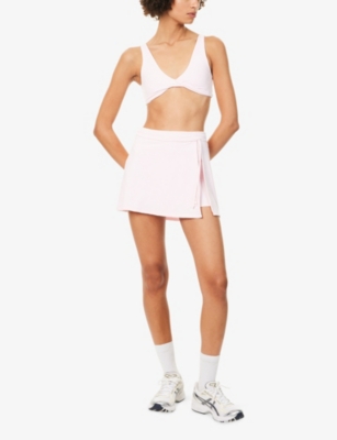 We Are Tala Omens Pale Pink Dayflex Tie Side Stretch-woven Skort Xs In Pink