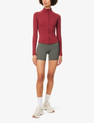 We Are Tala Omens Vintage Red Dayflex Zip Through Stretch-woven Jacket In Burgundy
