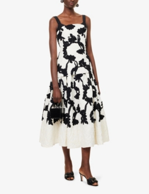 Erdem Womens Ivory Jacquard Floral Woven Midi Dress In White