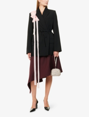 Erdem Womens Black Single-breasted Belted Wool Blazer In Black