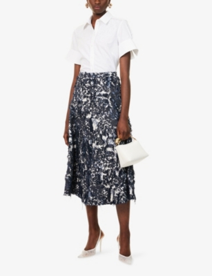ERDEM: A-Line Denim Midi Skirt