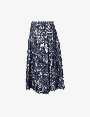 ERDEM: A-Line Denim Midi Skirt