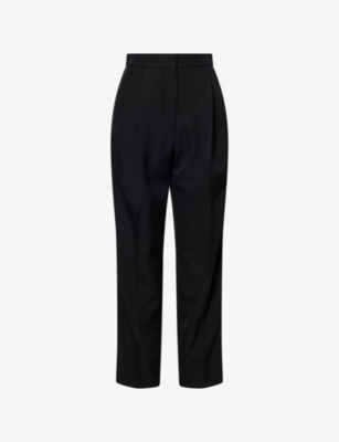 ERDEM: Straight-Leg Satin-Trim Virgin-Wool Trousers