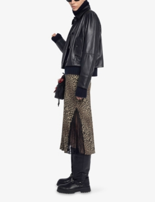 Zadig & Voltaire Womens Leaves Jayla Leopard-print Woven Midi Skirt In Animal Print