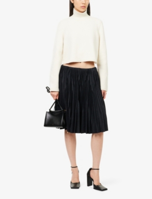 Alaïa Womens Blanc Naturel High-neck Cropped Cashmere And Wool-blend Jumper In White