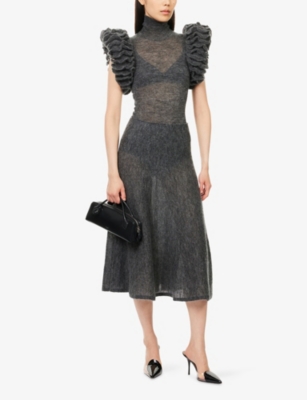 Alaïa Womens Gris Chine Low-rise Knitted Mohair-wool Circle Midi Skirt In Gray