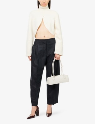 Alaïa Womens Blanc Naturel Cut-out Knitted Cashmere And Wool-blend Jumper In White